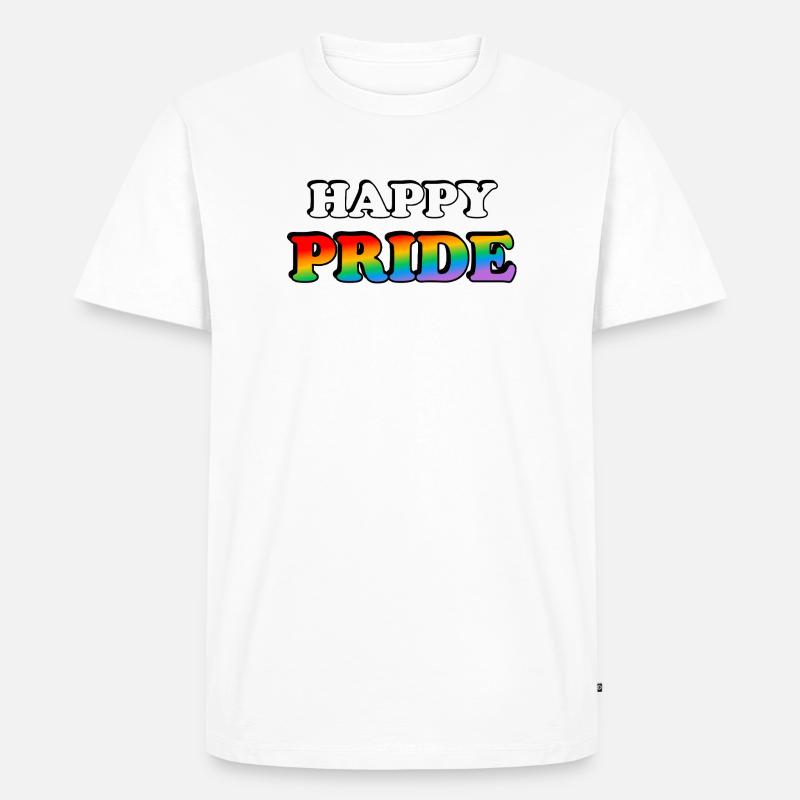 Pride Regenbogen Textdesign - Männer Premium Bio T-Shirt - Weiß