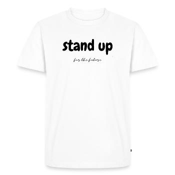 Debout pour l’avenir - T-shirt Premium bio Homme - blanc - Devant - Nico (187cm)