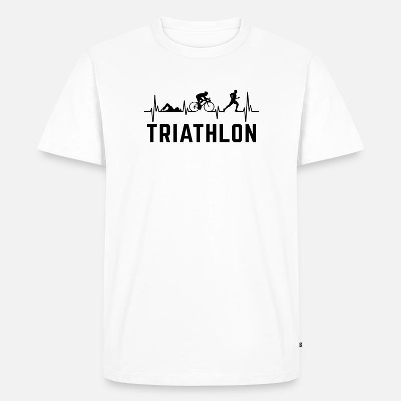 Triathlet Herzschlag-Triathlon - Männer Premium Bio T-Shirt - Weiß