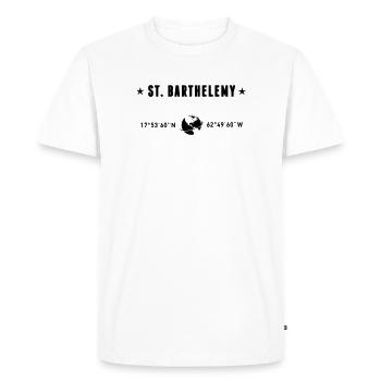 Coordonnées Caraïbes de Saint-Barthélemy : Globe - T-shirt Premium bio Homme - blanc - Devant - Nico (187cm)