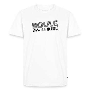 Roule ma poule / cyclisme  - T-shirt Premium bio Homme - blanc - Devant - Nico (187cm)