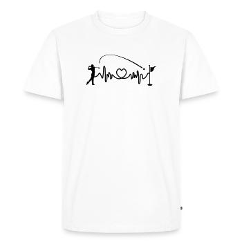 Joueur de golf frappe balle dans le trou fréquence cardiaque, cardio - T-shirt Premium bio Homme - blanc - Devant - Nico (187cm)