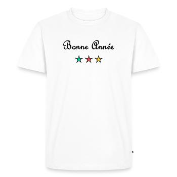 BONNE ANNEE. SAINT SYLVESTRE. NOUVELLE ANNÉE. - T-shirt Premium bio Homme - blanc - Devant - Nico (187cm)