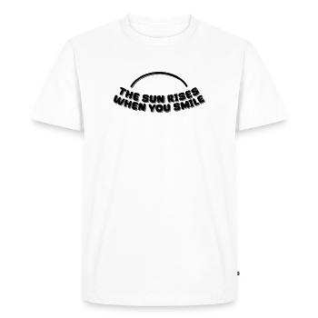 Le soleil se lève quand vous souriez - T-shirt Premium bio Homme - blanc - Devant - Nico (187cm)