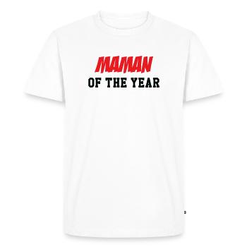 Maman de l'année - Fête des Mères - T-shirt Premium bio Homme - blanc - Devant - Nico (187cm)