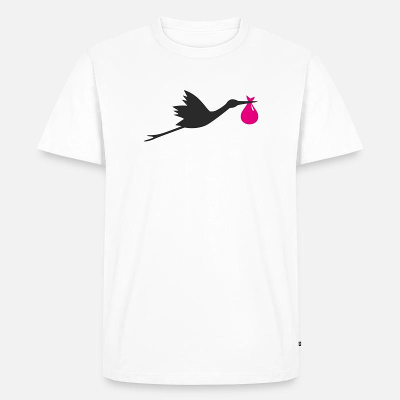 Klapperstorch Storch Mädchen rosa - Männer Premium Bio T-Shirt - Weiß