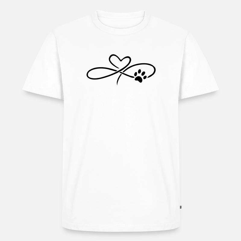 Infinity Herz mit Pfote Hund Katze - Männer Premium Bio T-Shirt - Weiß