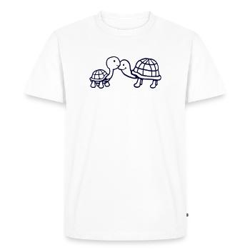 2 turtles cuddling sweet kissing couple love team - Men's Premium Organic T-Shirt - white - Front - Nico (187cm)