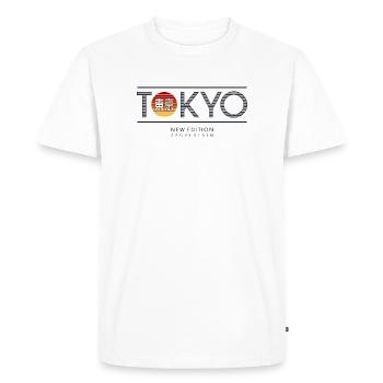 Tokyo Neon Sun Motif - Men's Premium Organic T-Shirt - white - Front - Nico (187cm)