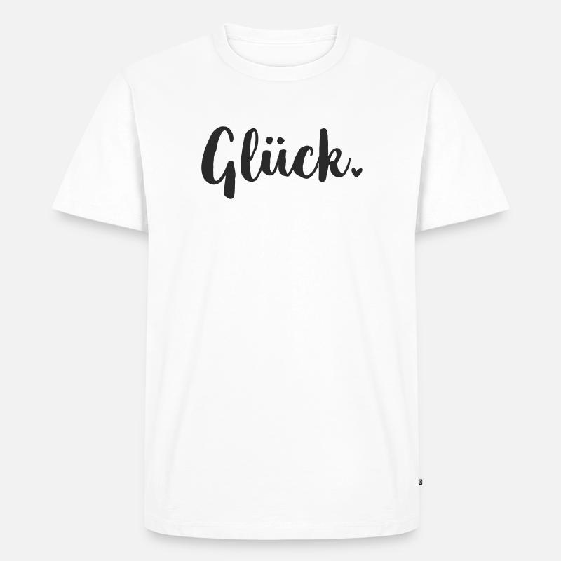 Glück Statement - Männer Premium Bio T-Shirt - Weiß