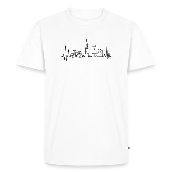Battement de cœur à vélo de route à Hambourg - T-shirt Premium bio Homme - blanc - Devant - Nico (187cm)