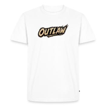 Lettrage hors-la-loi style Far West - T-shirt Premium bio Homme - blanc - Devant - Nico (187cm)