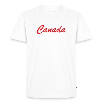 Lettrage Canada Script Rouge - T-shirt Premium bio Homme - blanc - Devant - Nico (187cm)