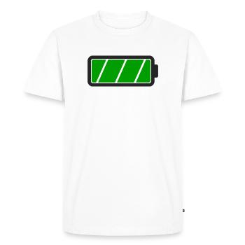 Batterie pleine - T-shirt Premium bio Homme - blanc - Devant - Nico (187cm)