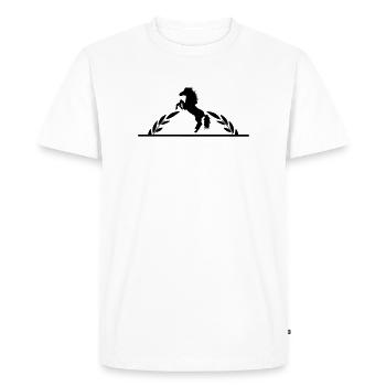 Prancing horse in half laurel wreath - Men's Premium Organic T-Shirt - white - Front - Nico (187cm)