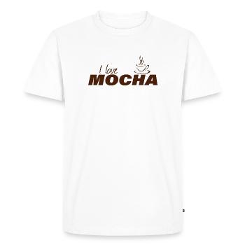J’ADORE LE MOKA - T-shirt Premium bio Homme - blanc - Devant - Nico (187cm)