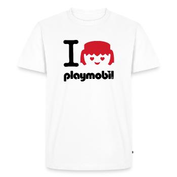Playmobil I Love Playmobil In Rot - Männer Premium Bio T-Shirt - Weiß - Vorne - Nico (187cm)