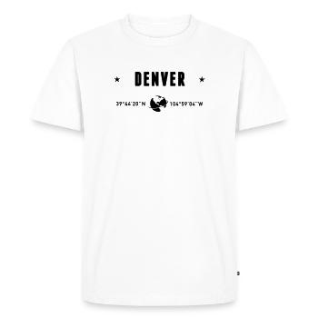 Denver, Colorado, coordonnées : planète Terre - T-shirt Premium bio Homme - blanc - Devant - Nico (187cm)
