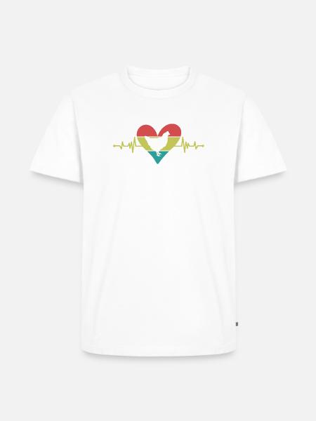 Huhn Herz Retro-Style - Männer Premium Bio T-Shirt - Weiß