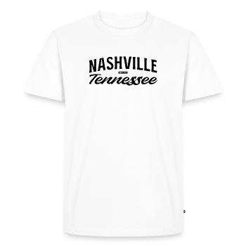 Nashville Lettering Music City, Tennessee - T-shirt Premium bio Homme - blanc - Devant - Nico (187cm)