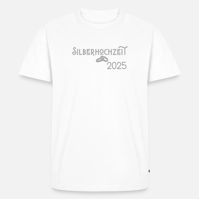 Silberhochzeit 2025 mit Ringen Jugendstil - Männer Premium Bio T-Shirt - Weiß