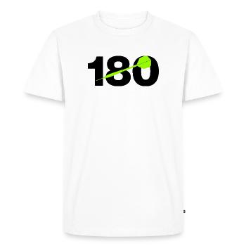 180 Triple 20 Perfection! ONEHUNDRETEIGHTY, Darts - Men's Premium Organic T-Shirt - white - Front - Nico (187cm)