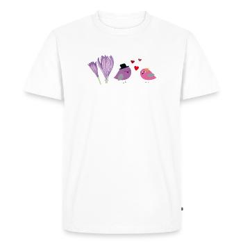 birds in love - Men's Premium Organic T-Shirt - white - Front - Nico (187cm)