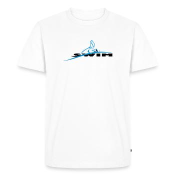 Logo natation nageur stylisé - T-shirt Premium bio Homme - blanc - Devant - Nico (187cm)