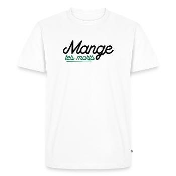 Mange tes morts - T-shirt Premium bio Homme - blanc - Devant - Nico (187cm)