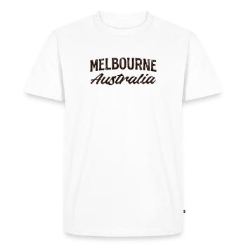 Melbourne Australie Lettrage vintage - T-shirt Premium bio Homme - blanc - Devant - Nico (187cm)