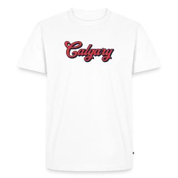 Calgary Lettering Canada – Typographie rétro - T-shirt Premium bio Homme - blanc - Devant - Nico (187cm)