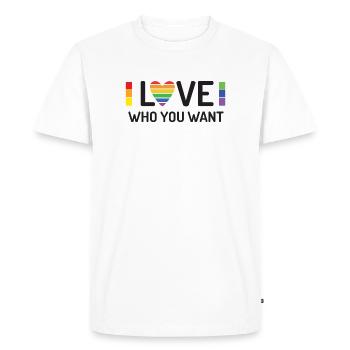 Mois de la fierté - Aimez qui vous voulez - T-shirt Premium bio Homme - blanc - Devant - Nico (187cm)