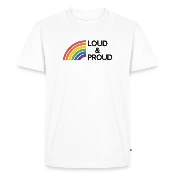 Mois de la fierté LGBTQ - Fort et fier - T-shirt Premium bio Homme - blanc - Devant - Nico (187cm)