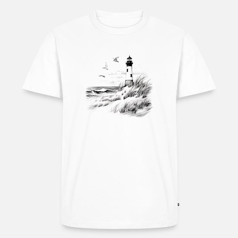 Leuchtturm - Männer Premium Bio T-Shirt - Weiß