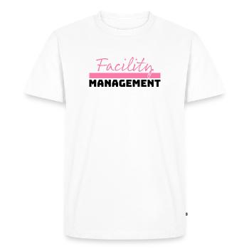 Tshirt Facility Management rose noir - T-shirt Premium bio Homme - blanc - Devant - Nico (187cm)
