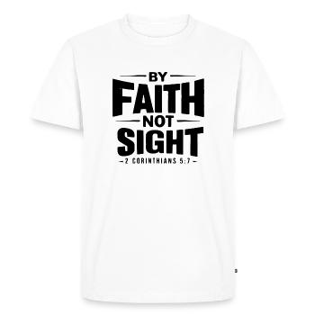 By faith, not by sight 2 Corinthians 5:7 - Men's Premium Organic T-Shirt - white - Front - Nico (187cm)