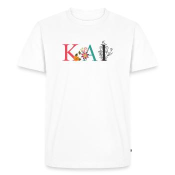 Art du nom KAI avec des fleurs brodées - T-shirt Premium bio Homme - blanc - Devant - Nico (187cm)