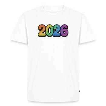 Neon Glitter Year 2026 - Men's Premium Organic T-Shirt - white - Front - Nico (187cm)