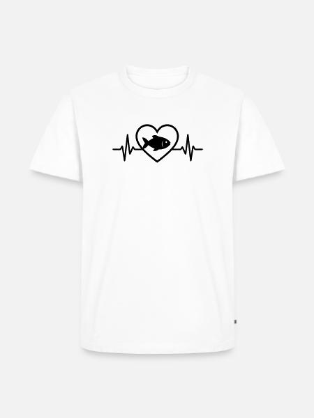 Fisch Herz - Männer Premium Bio T-Shirt - Weiß