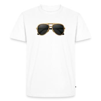 Golden aviator glasses in retro design - Men's Premium Organic T-Shirt - white - Front - Nico (187cm)