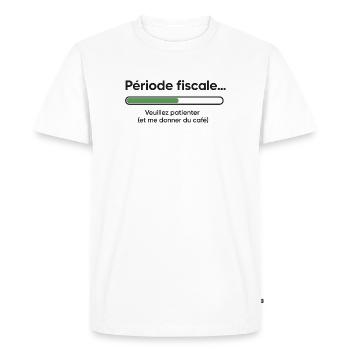 Période fiscale : chargement lent, café rapide - T-shirt Premium bio Homme - blanc - Devant - Nico (187cm)