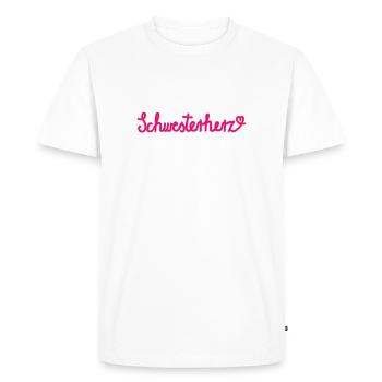 Cœur de sœur - Cadeau avec cœur - T-shirt Premium bio Homme - blanc - Devant - Nico (187cm)