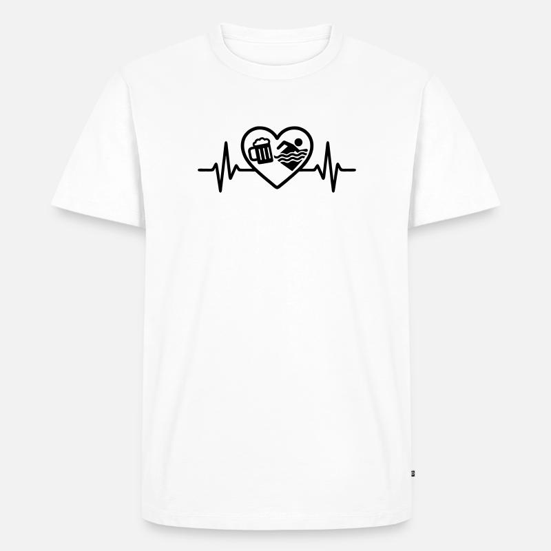 Herz Schwimmen Bier - Männer Premium Bio T-Shirt - Weiß