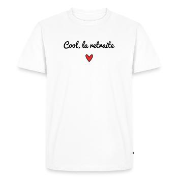 RETRAITE. RETRAITE. RETRAITEE. RETRAITE - T-shirt Premium bio Homme - blanc - Devant - Nico (187cm)