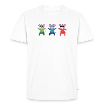 Three Cool Mice with Sunglasses Animal Child Motif - Men's Premium Organic T-Shirt - white - Front - Nico (187cm)