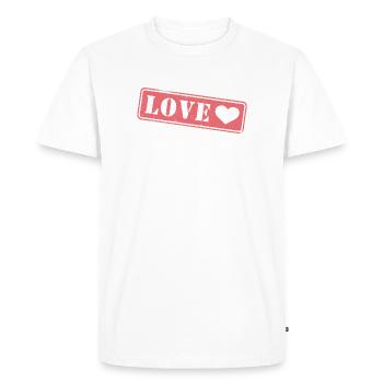 Love Stamp Heart - Men's Premium Organic T-Shirt - white - Front - Nico (187cm)