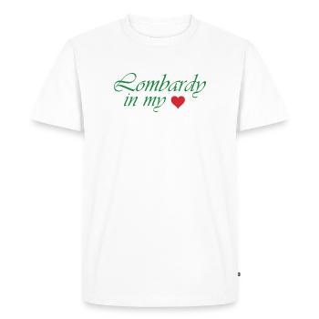 Lombardy Heart Script Design - Men's Premium Organic T-Shirt - white - Front - Nico (187cm)