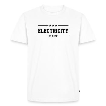L'Électricité c'est la Vie : Énergie et Passion ! - T-shirt Premium bio Homme - blanc - Devant - Nico (187cm)