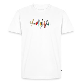Des oiseaux colorés en laisse - T-shirt Premium bio Homme - blanc - Devant - Nico (187cm)