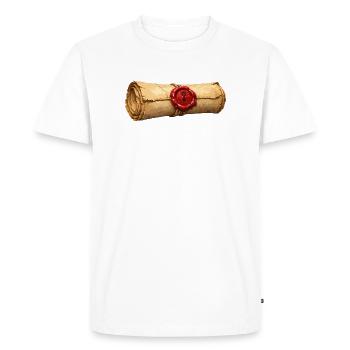 Papyrus Scroll with Red Seal - Men's Premium Organic T-Shirt - white - Front - Nico (187cm)